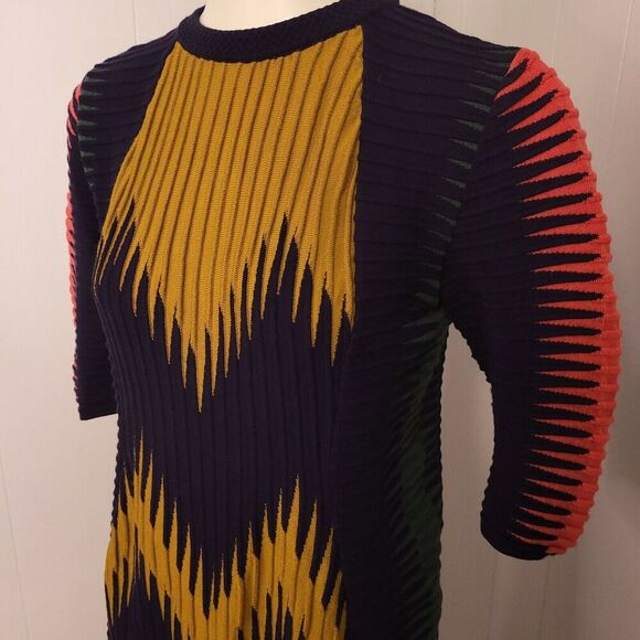VINTAGE M Missoni Knit Dress short sleeve zig zag blue mustard green pink size? - Picture 4 of 10